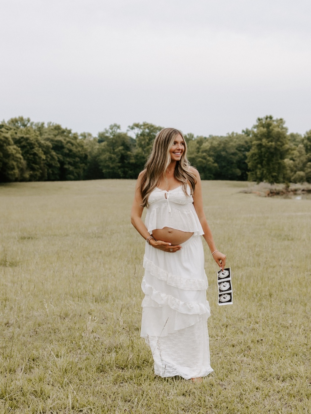 Altar'd State White Tiered Maternity Skirt Set - Picture 2 of 4